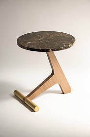 Столик Puntero орех/мрамор Emperador/латунь