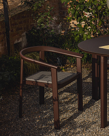 Уличный стул Erice из алюминия и шнура коричневого цвета