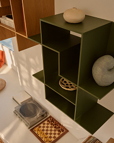 Модульный стеллаж Ina из МДФ с зелёным лаком 80 x 80 см