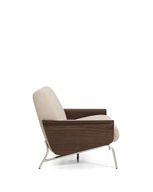 2-местный диван Amsen светло-коричневый с подлокотниками из шпона ореха