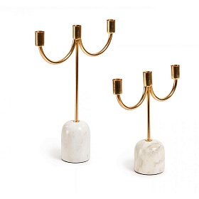 Набор из 2-х подсвечников Perca из мрамора и позолоченного металла