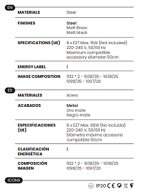 Бра Abby 6L золотое + диски 1096/35, 1097/20, 2x1132/50, 1038/25, 1038/35