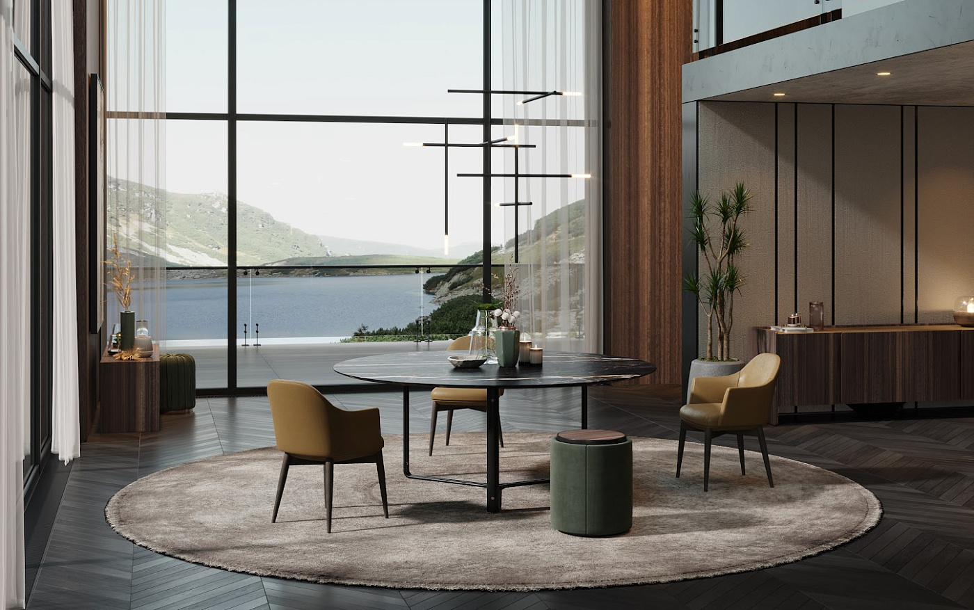 Обеденный стол Bamboo 240x110 мрамор Nero Marquina