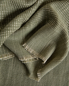 Плед Sareli из зеленой смесовой шерсти 130 x 170 см