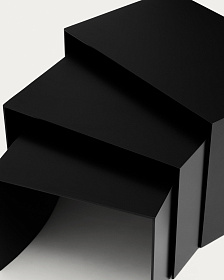 Набор из 3-х черных столиков Litto из МДФ,  60 x 40 / 51 x 36 / 42 x 31 см