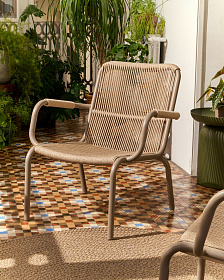 Уличное кресло Salis из алюминия цвета экрю и веревки