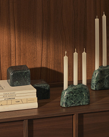 Signe Большой подсвечник из зеленого мрамора 10 см
