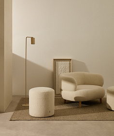 Kaeli Пуф для ног со съемным чехлом из ткани букле цвета экрю