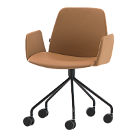 Мягкий стул Unnia с 5-спицевой стальной поворотной основой с роликами + обитые подлокотники