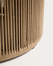 Уличный столик Orosei из спеченного камня, алюминия цвета экрю и бежевой веревки, 90 см