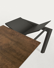 Стол Atta 160 (220) x90 антрацит, коричневый, керамика