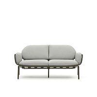 Уличный диван Joncols из серой ткани и зеленым алюминиевым каркасом 164 см