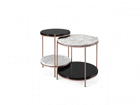 Приставной столик Stanley 2 Carrara Marble/Black/Copper Stainless