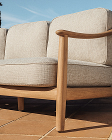 Уличный 3-х местный диван Elunda из тикового дерева и бежевой веревки