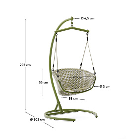 Подвесное кресло Saliga зеленого цвета из алюминия и искусственного ротанга