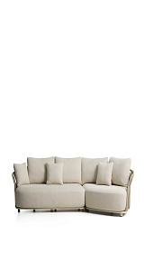 Уличный модульный диван Osani из алюминия экрю и веревки цвета таупе 274 см