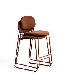 Полубарный стул Meli из терракотовой синели с металлическими ножками, 65 см