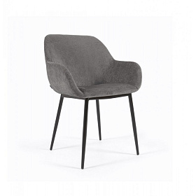 Стул Konna темно-серый из мягкой синели с черными ножками
