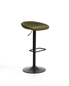 Барный табурет Danua из зеленой синели и матовой черной стали, 68-89 см