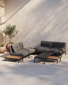 Журнальный столик Sorells из серого алюминия 63 x 149 см