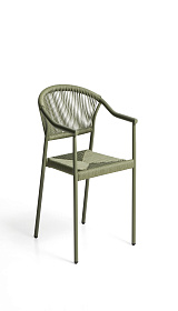 Уличный стул Livadia из зеленого алюминия и веревки