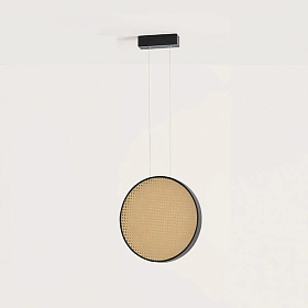Люстра Tant круглая черная/натуральный ротанг