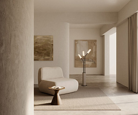 Торшер светло-серая кожа