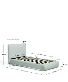 Кровать Elero из шенилла цвета экрю для матраса 90 x 200 см