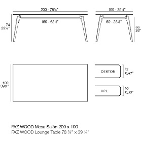 Прямоугольный стол Faz на деревянных ножках