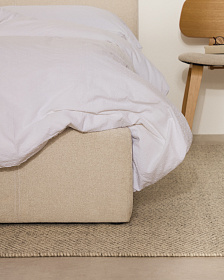 Кровать Nahiri бежевого цвета из шенилла с ящиком для хранения 90 x 200 см