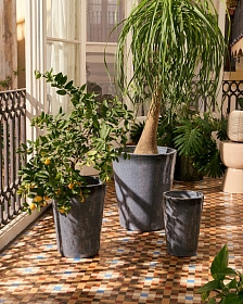 Набор из 3 кашпо Rotja с глазурованной синей отделкой, диаметр 26 / 35 / 47 см