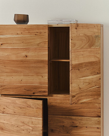 Буфет Uxue из массива акации с беленой отделкой и черной сталью 100 x 155