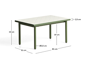 Уличный столик Maurina из зеленой стали с плиткой цвета экрю 81 x 51 см