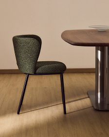 Стул Ciselia из темно-зеленого шенилла с ножками из черной стали