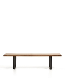 Скамейка Uxue из массива акации с черными стальными ножками, 180 x 45 см