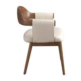 Стул 5186 из ореха и экокожи кремового цвета