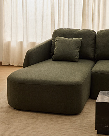 Трехместный диван-кровать Laira с левым шезлонгом из темно-зеленого шенилла 246  см