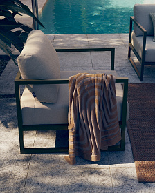 Comova Уличное кресло из алюминия светло-серое с зеленым алюминиевым каркасом