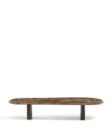 Журнальный столик Pirita из коричневого мрамора с ножками из дуба с темной отделкой, 147 x 65 см