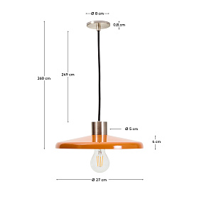 Пoдвесной светильник Nuvira из светло-серого металла с оранжевым абажуром