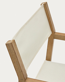 Складной стул Vilara для улицы из акации и текстиля белого цвета