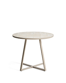 Уличный стол Tella из бежевой стали с бежевой плиткой 90 см