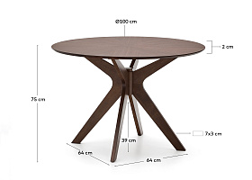 Круглый стол Naanim из орехового шпона, Ø 100 см