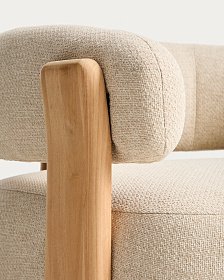 Уличное кресло Granite бежевое с ножками из тикового дерева