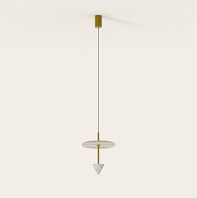 Подвесной светильник Vant золотой металл/белый мрамор/узорчатый диск Missoni бежевый 10061 30 см