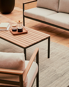 Aiguafreda Набор из 2-местного дивана, 2 кресел и журнального столика из серого алюминия и акации