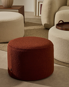 Kaeli Пуф для ног со съемным чехлом из терракотового букле Ø 60