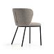 Стул Ciselia из светло-серой ткани букле и черными металлическими ножками