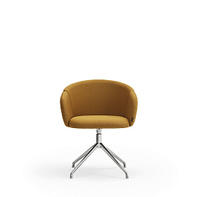 Поворотный стул Add хром/горчичный с подлокотниками