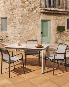 Уличный стол Anafi из спеченного камня и бежевого алюминия 180 x 90см